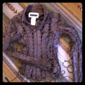 PLEIN SUD Fantastic String Leather Jkt Parisian